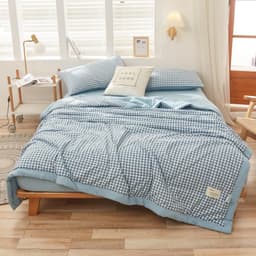 Thumbnail Bộ chăn chần ga gối cotton Tici LIDACO kẻ vintage phù hợp mọi cỡ nệm 1
