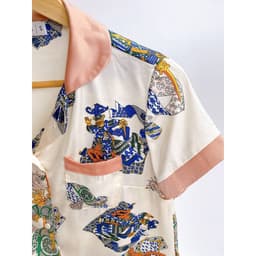 Thumbnail Bộ đồ ngủ Bigsize Pijama lụa Nhật cao cấp JAPANSILK, ngắn tay quần dài thổ cẩm mà hồng nhẹ CD084 2