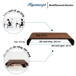 Thumbnail Kệ màn hình, Bàn kê màn hình máy tính gỗ uốn cong - Plyconcept Monitor Stand Màu Gỗ Walnut 2