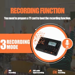 Thumbnail Radio RETEKESS V115 Fm sóng ngắn nghe nhạc Mp3 ghi âm kỹ thuật số hỗ trợ thẻ Micro Sd Tf với chức năng hẹn giờ ngủ 4