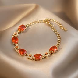 Thumbnail Vòng Tay Mạ Điện Đính Đá Zircon Màu Cam / Xanh Lá Thời Trang Hàn Quốc Cho Nữ 3
