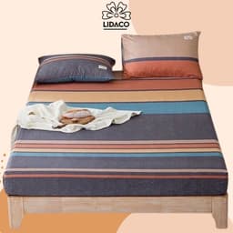 Thumbnail Bộ Ga Giường Cotton tici kẻ LIDACO cotton hoạt tính decor phòng ngủ vintage 1