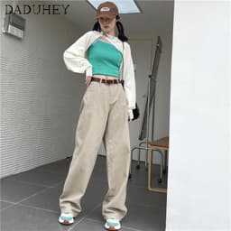 Thumbnail Daduhey Quần dài ống rộng lưng cao 6 màu tùy chọn thời trang năng động cho nữ 2