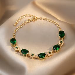 Thumbnail Vòng Tay Mạ Điện Đính Đá Zircon Màu Cam / Xanh Lá Thời Trang Hàn Quốc Cho Nữ 1