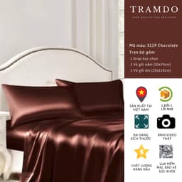 Thumbnail Bộ Chăn Ga Gối Lụa Cao Cấp TRAMDO BEDDING Màu Nâu Socola 2