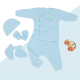 Thumbnail Quần áo sơ sinh 5 món newborn cài cúc dài tay (quần, áo, mũ, bao tay, bao chân) mềm mại thoáng khí vải modal Comfybaby 1