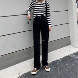 Thumbnail Quần jean dài phối vết rách cá tính thời trang sành điệu cho nữ 2