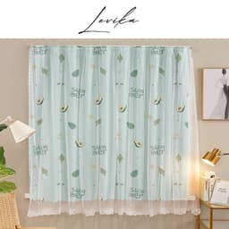 Thumbnail Rèm cửa dán tường Levika xanh dịu lá Bơ hoạt tiết chữ tươi mát, không cần khoan đục giá rẻ 1