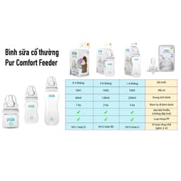 Thumbnail Bình sữa cổ thường Pur - Comfort Feeder  (Anti-colic Feeding bottle) 250ml (có sẵn 1 núm L=F cho bé trên 6th trong bình) 3