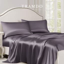 Thumbnail Bộ Chăn Ga Gối Lụa Cao Cấp NITE9SILK TRAMDO BEDDING Màu Xám Đen 1