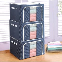 Thumbnail COMBO 3 Túi Đựng Chăn Màn Khung Sắt Gấp Gọn 66 Lít Size 50*40*33cm Chọn Màu, Hộp Vải Đựng Đồ Đa Năng Khung Thép Khóa Kéo 1