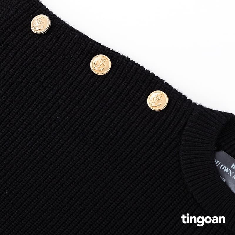 Ảnh TINGOAN® - Áo len xù trễ vai một bên xẻ vạt buộc dây đen AFTER YOU SWEATER/BL 4