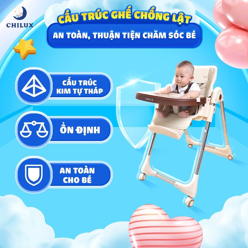 Ảnh Ghế ăn dặm cho bé Chilux Grow S - Điều chỉnh độ cao linh hoạt, ngã lưng 5 cấp độ 2