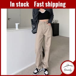 Thumbnail Quần jeans nữ ống rộng lưng cao 6 màu thời trang đường phố 1