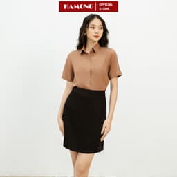 Thumbnail Áo sơ mi nữ tay ngắn công sở KAMONG kiểu dáng cơ bản vải lụa sang trọng A146 4