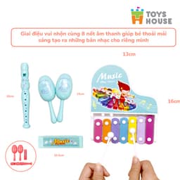 Thumbnail Đồ chơi đàn gõ Xylophone kèm sáo, lục lạc, kèn harmonica cho bé ToyHouse 682-9 3