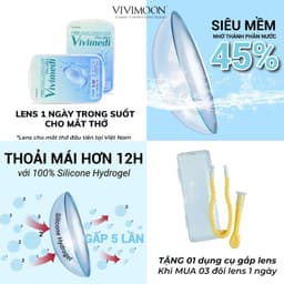 Thumbnail Kính áp tròng VIVIMOON LENS trong suốt cận 1 ngày cho mắt thở Vivimedi Oxy Plus 24h (Giá 01 chiếc) 4