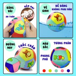 Thumbnail Bóng vải PiPoVietnam - Đồ chơi cho bé bóng vải gắn lục lạc luyện cầm nắm an toàn cho trẻ sơ sinh 4