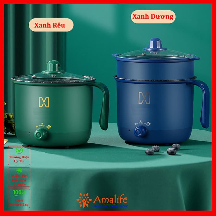 Ảnh Nồi Lẩu Điện Mini Ca Nấu Mì 2 Tầng Kèm Giá Hấp Đa Năng Nướng, Luộc, Chiên Chống Dính Vấn Đá Tiện Lợi Chính Hãng Amalife 2