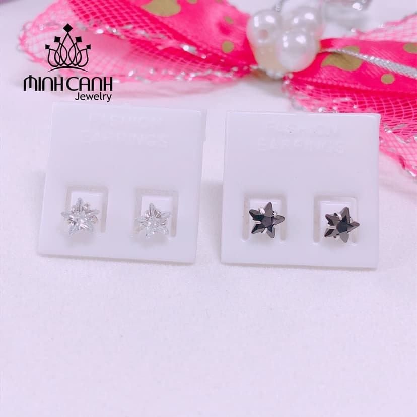 Ảnh Bông Tai Khuyên Tai Nụ Bạc Hình Ngôi Sao Gắn Đá - Minh Canh Jewelry 2