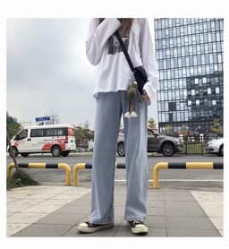 Thumbnail Quần jeans dài DADUHEY ống rộng phong cách Hàn Quốc cá tính thời trang cho nữ 2