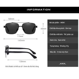 Thumbnail Kính Mát Thời Trang Nam AORON Tròng Phân Cực Chống Tia UV400 Thiết Kế Gọng Vuông Sang Trọng Độc Đáo - AK061 2