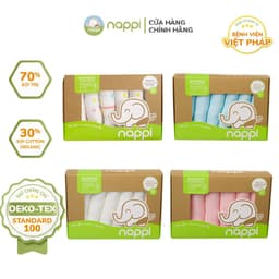 Thumbnail Khăn Sữa Sợi Tre Nappi Organic Cao Cấp Mềm Mịn Cho Bé Hộp 6 Chiếc 1