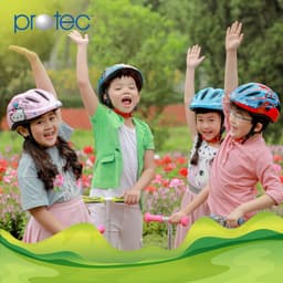 Thumbnail Mũ bảo hiểm xe đạp trẻ em Protec SMILE, siêu nhẹ, có đèn hậu an toàn, họa tiết đẹp cho bé 4