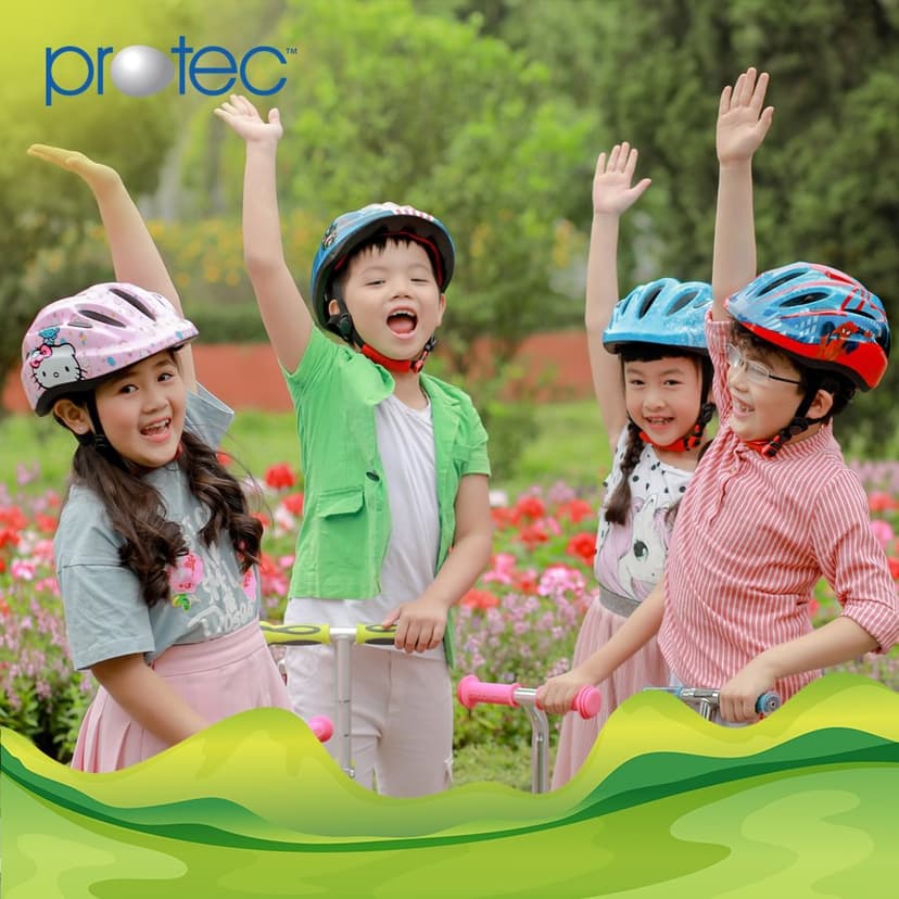 Ảnh Mũ bảo hiểm xe đạp trẻ em Protec SMILE, siêu nhẹ, có đèn hậu an toàn, họa tiết đẹp cho bé 4