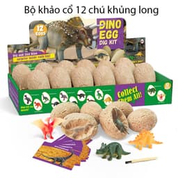 Thumbnail Đồ chơi khảo cổ học hóa thạch khủng long KAVY gồm 12 quả trứng 12 dụng cụ đào 1