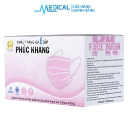 Thumbnail Khẩu trang y tế 4 lớp cao cấp PHÚC KHANG có giấy lọc kháng khuẩn màu trắng, hồng hộp 50 cái - MEDICAL 2
