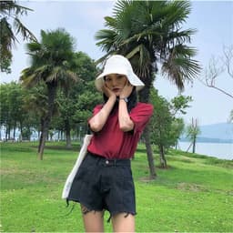 Thumbnail Quần Short Denim Lưng Cao Ống Rộng Thời Trang Hàn Quốc Cho Nữ 1