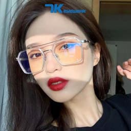 Thumbnail Gọng kính cận nam nữ mắt to bản 7k8112 màu đen, ghi xám, trong. Tròng giả cận 0 độ có sẵn, chống ánh sáng xanh và tia UV 4