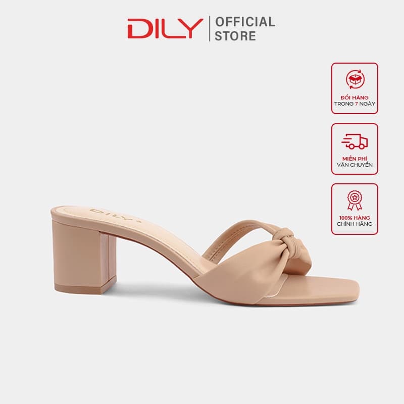 Ảnh Dép guốc nữ DILY cao gót quai nhún êm chân gót vuông cao 5cm_ AA0292 1