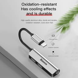 Thumbnail Bộ chuyển cổng ip sang Dual ip + Audio AUX 3.5mm Baseus L52 cho iP, hỗ trợ đàm thoại 2