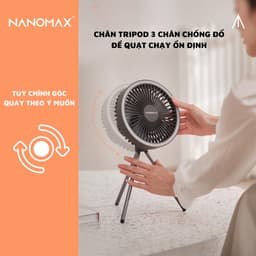 Thumbnail Quạt Tích Điện Đa Năng NANOMAX DQ212, Để Bàn, Treo Tường, Tích Hợp Đèn LED, Pin Dự Phòng, Giá Đỡ Tripod, Du Lịch, Cắm Tr 4