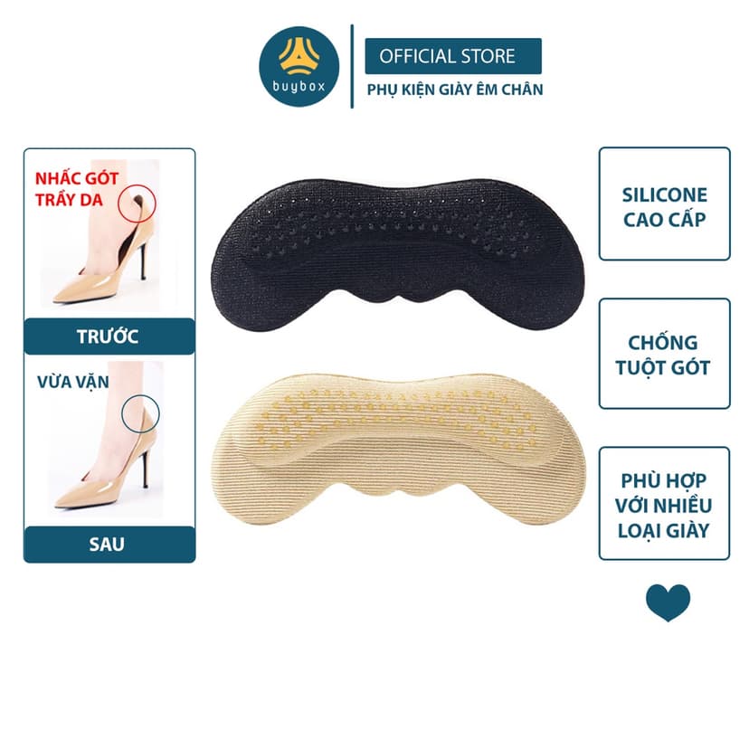 Ảnh Lót gót giày có hạt silicone tăng độ bám, chống trầy, bảo vệ gót sau, giảm size - buybox - BBPK223 1