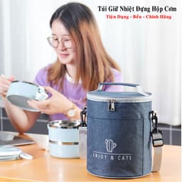 Thumbnail Túi Giữ Nhiệt 3 Lớp Cho Hợp Cơm Văn Phòng Màu Xám Be Siêu Dày Chống Thấm Nươc Cao Cấp Chính Hãng Amalife 4