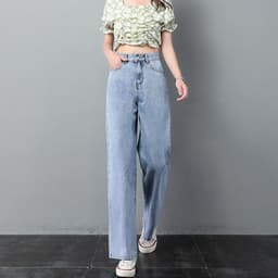 Thumbnail Quần Jeans Lưng Cao Ống Rộng Thời Trang Cho Nữ 4