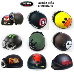 Thumbnail Mũ bảo hiểm nửa đầu 1/2 SUNDY cao cấp, kèm kính UV, phi công freesize 55-61cm, nhiều họa tiết thời trang cá tính 2
