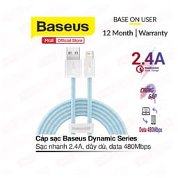 Thumbnail Cáp sạc Baseus Dynamic Series USB dùng cho 6/7/8/10/11/12/13/14 sạc nhanh 2.4A data tốc độ cao, dây bọc dù, dài 1m/2m 1