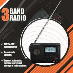Thumbnail Radio RETEKESS V115 Fm sóng ngắn nghe nhạc Mp3 ghi âm kỹ thuật số hỗ trợ thẻ Micro Sd Tf với chức năng hẹn giờ ngủ 2