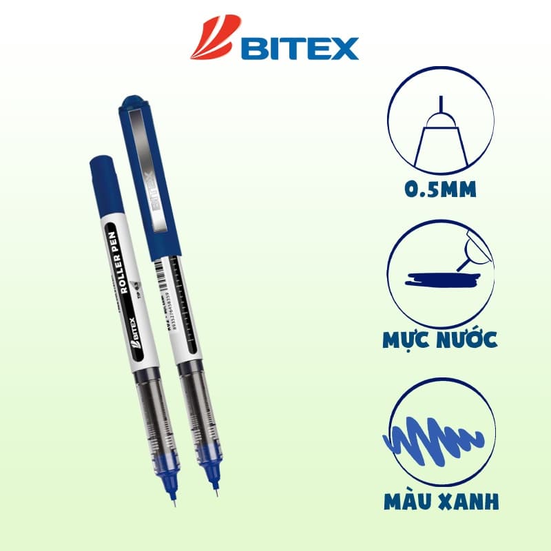 Ảnh Bút lông bi Bitex R02 mực xanh, đỏ, đen ngòi 0.5mm 2