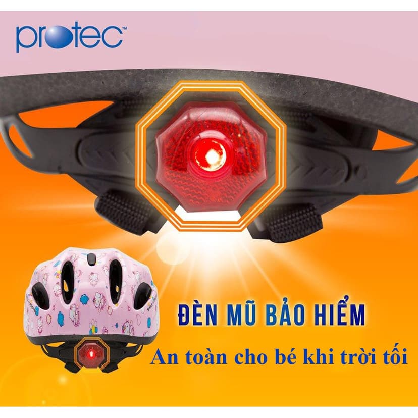 Ảnh Mũ bảo hiểm xe đạp trẻ em Protec SMILE, siêu nhẹ, có đèn hậu an toàn, họa tiết đẹp cho bé 3
