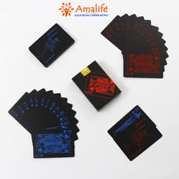 Thumbnail Bài Tây Poker Nền Đen Cao Cấp Chọn Màu Bằng Nhựa PVC Chống Thấm Nước Chính Hãng Amalife 3
