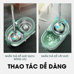 Thumbnail Bộ thùng lau nhà thông minh Samono BCT704 hai bánh xe 1 ngăn kèm cây lau tự vắt xoay 360 độ, tiện lợi, siêu sạch 2