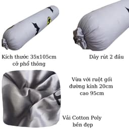 Thumbnail Vỏ gối ôm ZingZingMart chất liệu cotton poly mềm mát (phù hợp với ruột đường kính 20cm) 1