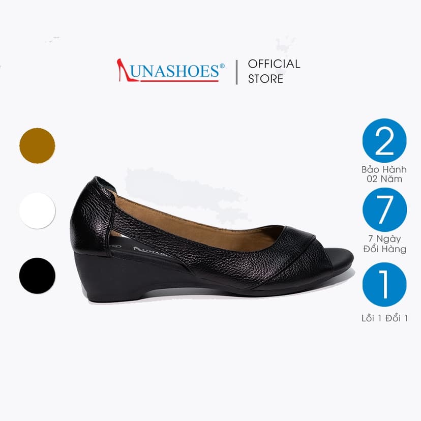 Ảnh Giày da bò nữ LUNASHOES 22504 đế xuồng 3p hở mũi êm chân sang chảnh mua tặng mẹ 1