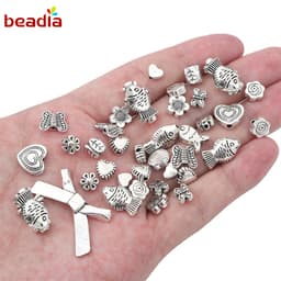 Thumbnail Hạt xâu chuỗi Beadia bằng hợp kim mạ bạc nhiều kiểu thiết kế dùng làm trang sức DIY 1