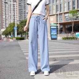 Thumbnail Quần dài DADUHEY lưng cao ống rộng phong cách Hàn Quốc trẻ trung dành cho nữ 2